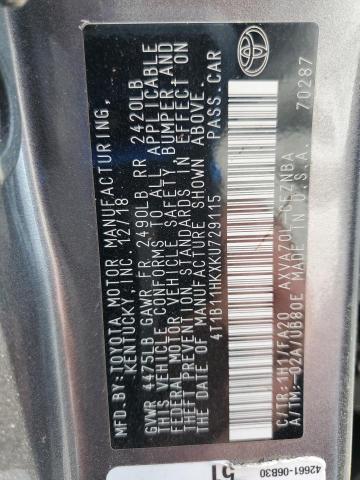 2019 TOYOTA CAMRY L - 4T1B11HKXKU729115