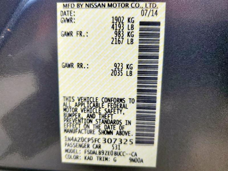 2015 NISSAN LEAF S 1N4AZ0CP5FC307325