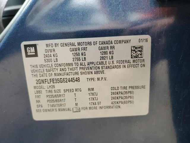 2016 CHEVROLET EQUINOX LT 2GNFLFE35G6244548