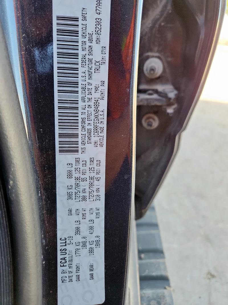 2019 RAM 1500 REBEL 1C6RRFEGXKN848941
