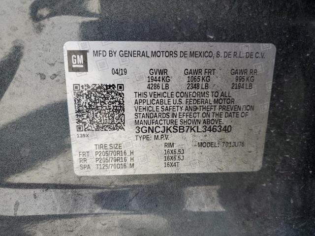 2019 CHEVROLET TRAX LS 3GNCJKSB7KL346340
