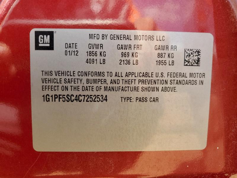 2012 CHEVROLET CRUZE LT - 1G1PF5SC4C7252534
