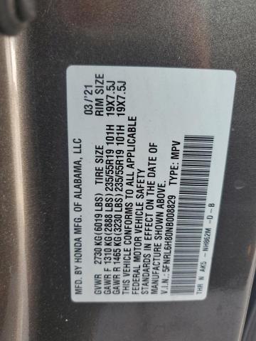 2022 HONDA ODYSSEY TO 5FNRL6H80NB008829