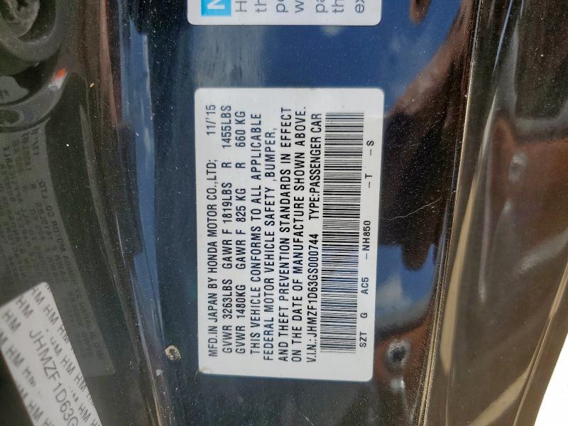 2016 HONDA CR-Z EX JHMZF1D63GS000744