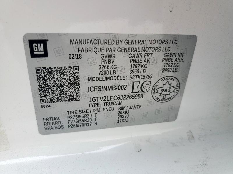 2018 GMC SIERRA K15 1GTV2LEC6JZ265958