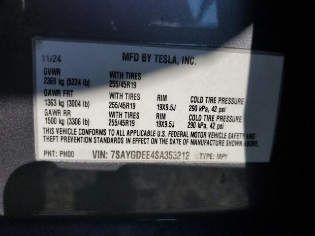 2025 TESLA MODEL Y 7SAYGDEE4SA353212