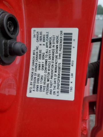 2019 HONDA CIVIC SPOR 2HGFC2F85KH558775