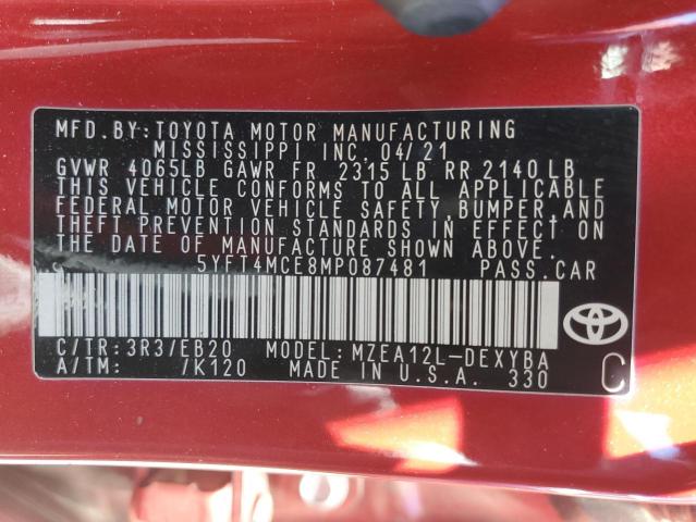 2021 TOYOTA COROLLA XS - 5YFT4MCE8MP087481