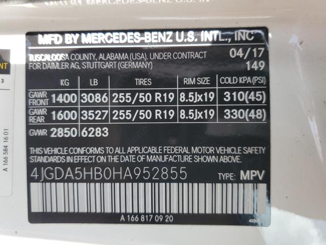 2017 MERCEDES-BENZ GLE 350 4M 4JGDA5HB0HA952855