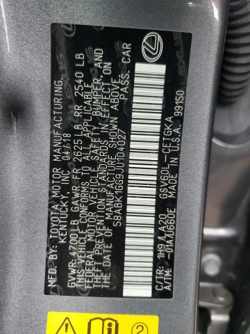 2018 LEXUS ES 350 58ABK1GG9JU104027
