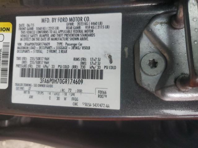2016 FORD FUSION SE - 3FA6P0H70GR174609