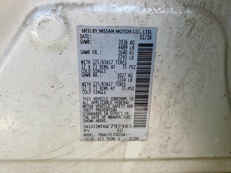 2016 NISSAN ROGUE S 5N1AT2MT4GC797465