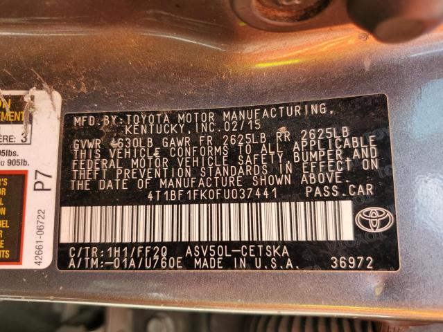 2015 TOYOTA CAMRY LE - 4T1BF1FK0FU037441