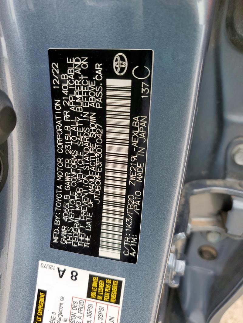 2023 TOYOTA COROLLA LE JTDBCMFE3P3010427