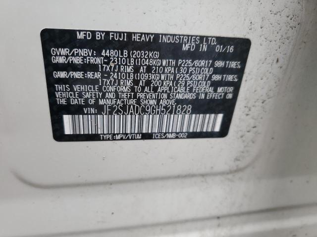 2016 SUBARU FORESTER 2 JF2SJADC9GH521828
