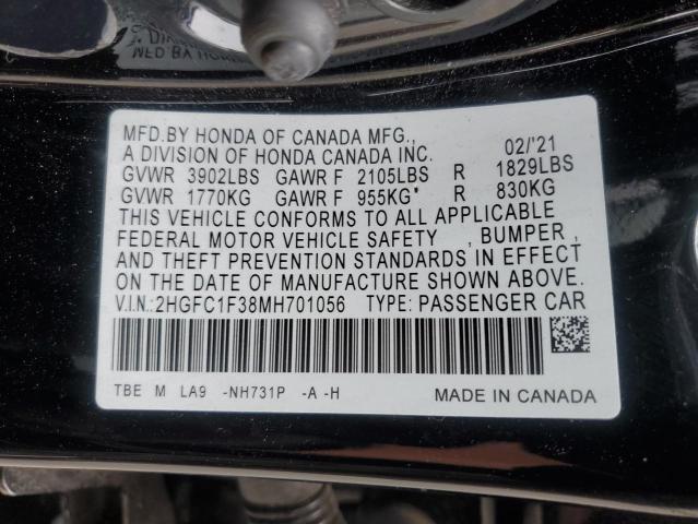 2021 HONDA CIVIC EX 2HGFC1F38MH701056
