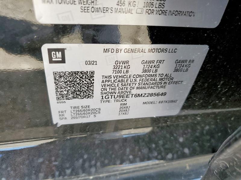 2021 GMC SIERRA K15 1GTU9EET6MZ285649