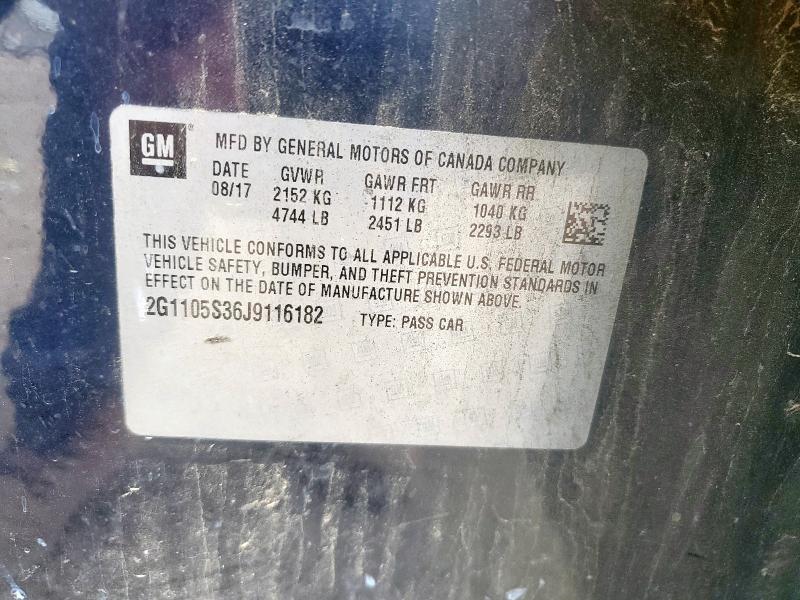 2018 CHEVROLET IMPALA LT 2G1105S36J9116182