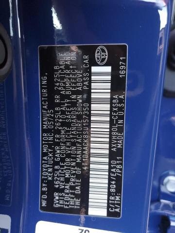 2025 TOYOTA CAMRY XSE 4T1DAACK8SU157350
