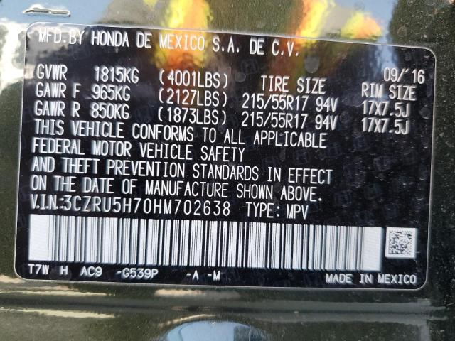 2017 HONDA HR-V EXL 3CZRU5H70HM702638