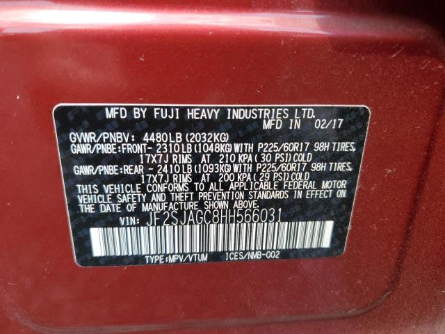 2017 SUBARU FORESTER 2 - JF2SJAGC8HH566031
