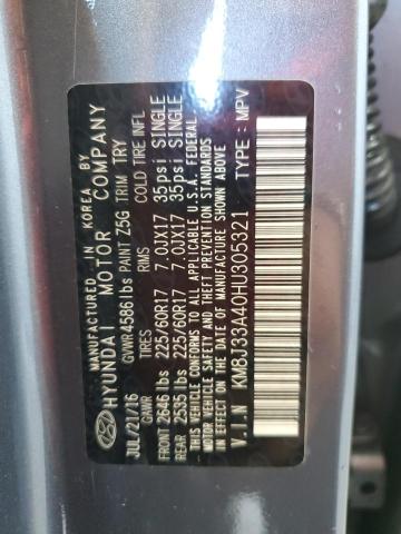 2017 HYUNDAI TUCSON LIM KM8J33A40HU305321