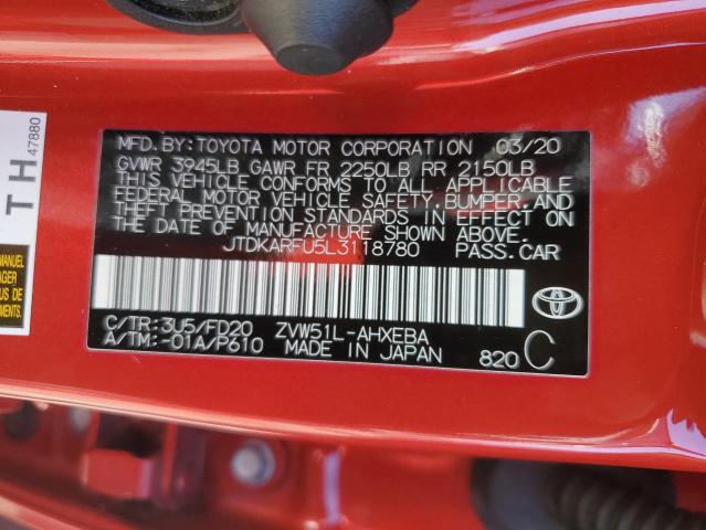 2020 TOYOTA PRIUS L JTDKARFU5L3118780
