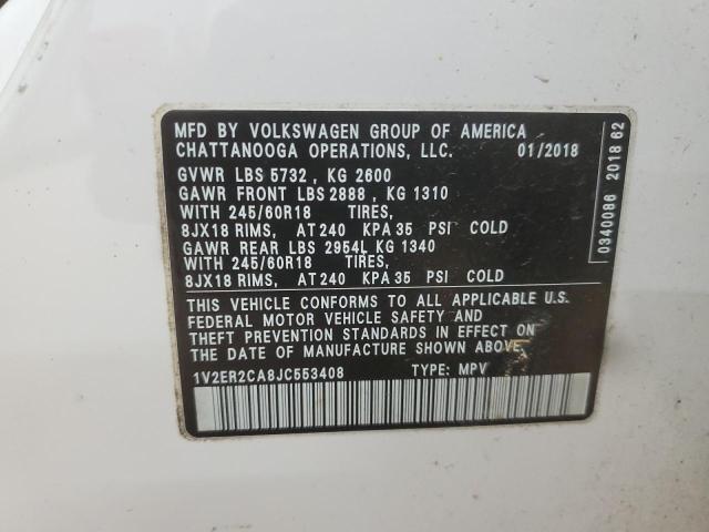 2018 VOLKSWAGEN ATLAS SEL 1V2ER2CA8JC553408
