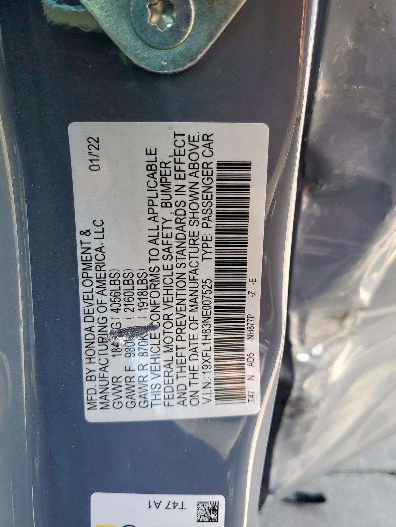 2022 HONDA CIVIC SPOR 19XFL1H83NE007525
