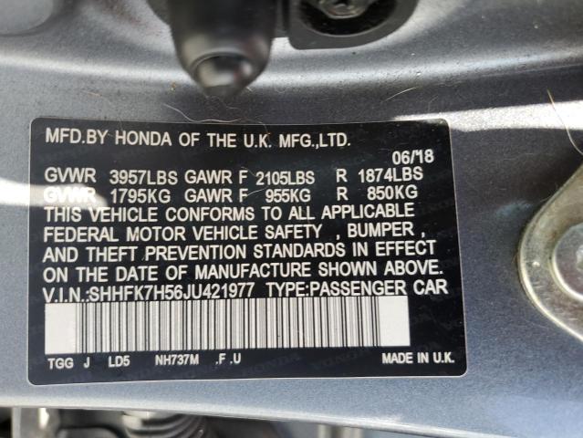 2018 HONDA CIVIC EX SHHFK7H56JU421977