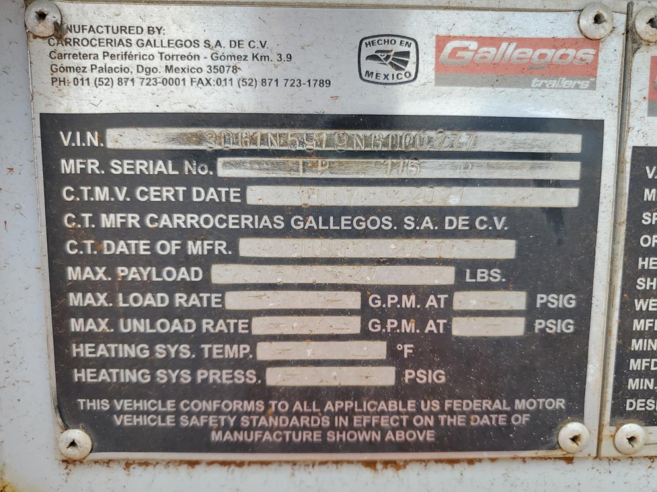 Lot #3208111306 2022 GALLEGOS UNKNOWN