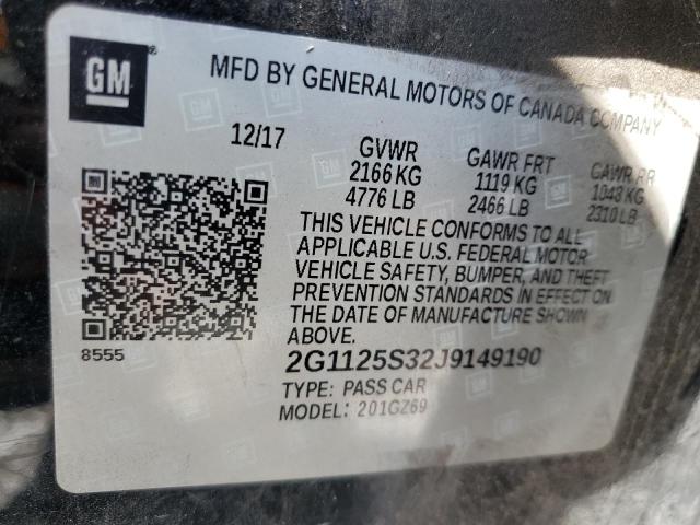 2018 CHEVROLET IMPALA PRE - 2G1125S32J9149190