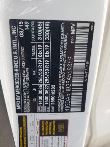 2015 MERCEDES-BENZ ML 350 4MA 4JGDA5HB3FA569389