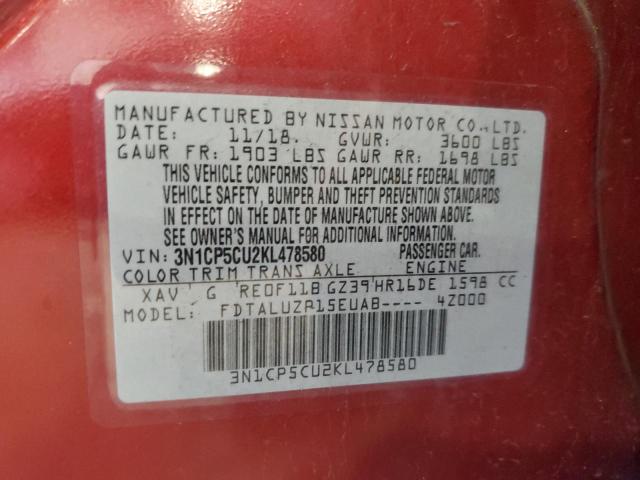 2019 NISSAN KICKS S - 3N1CP5CU2KL478580