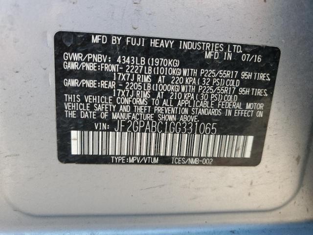 2016 SUBARU CROSSTREK - JF2GPABC1GG331065