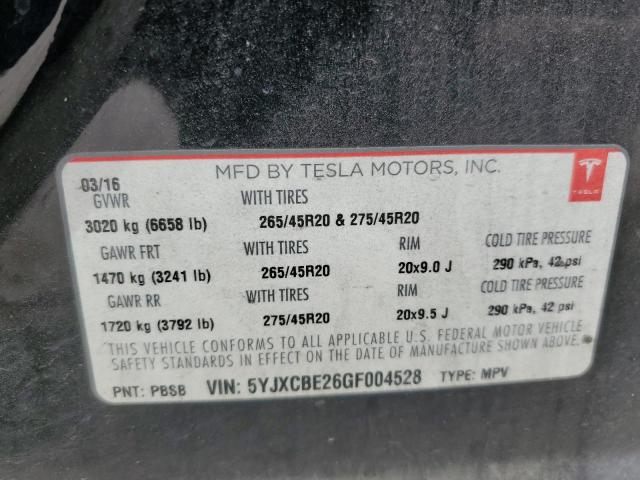 2016 TESLA MODEL X 5YJXCBE26GF004528