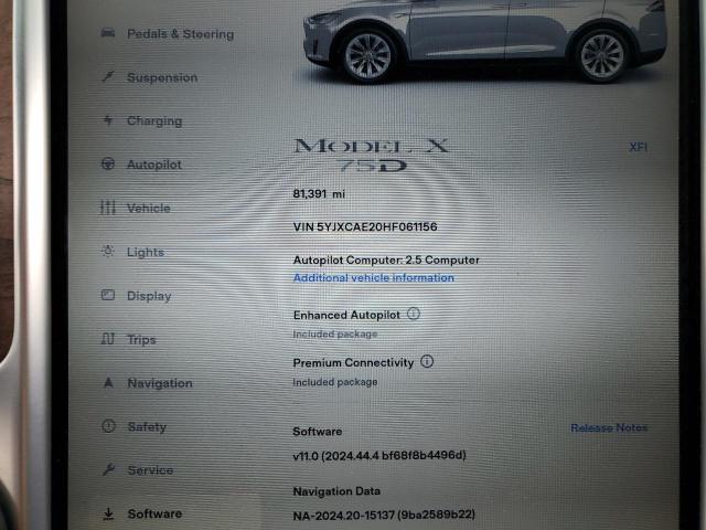 2017 TESLA MODEL X 5YJXCAE20HF061156