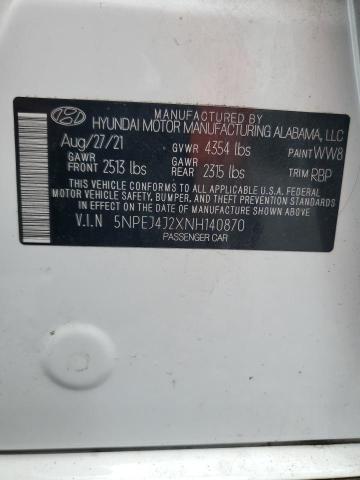 2022 HYUNDAI SONATA SEL 5NPEJ4J2XNH140870
