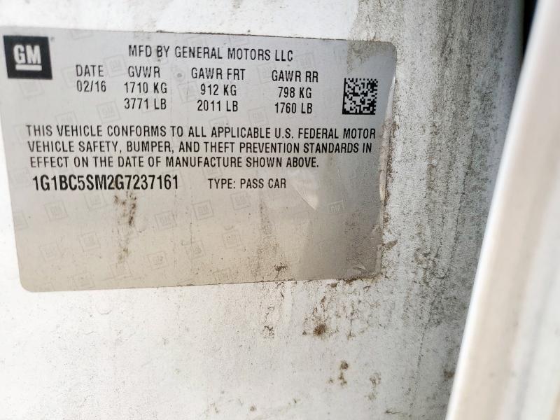 2016 CHEVROLET CRUZE LS 1G1BC5SM2G7237161