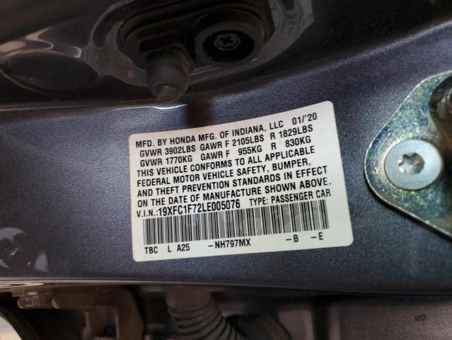 2020 HONDA CIVIC EXL 19XFC1F72LE005076