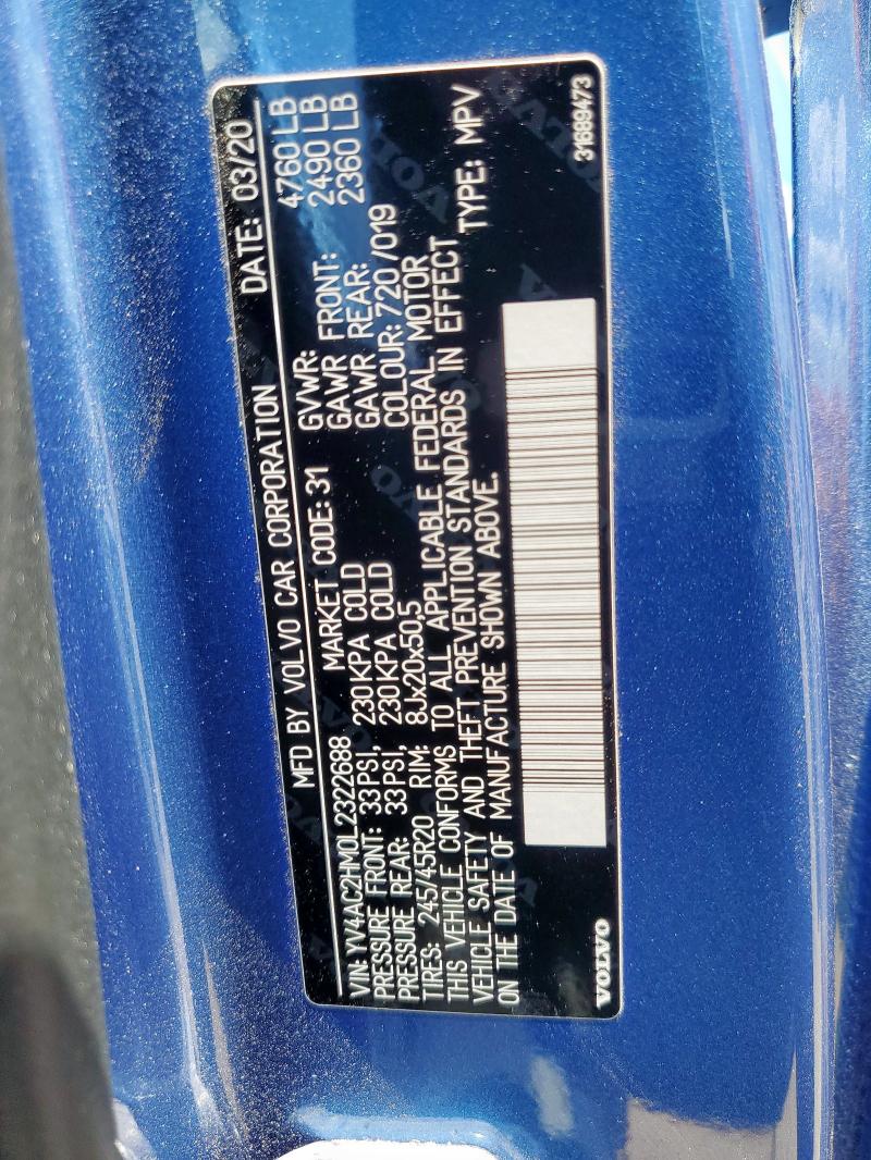 2020 VOLVO XC40 T4 R- YV4AC2HM0L2322688
