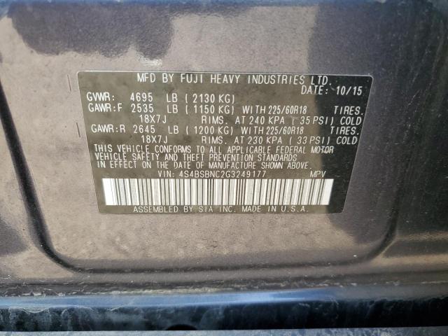 2016 SUBARU OUTBACK 2. 4S4BSBNC2G3249177