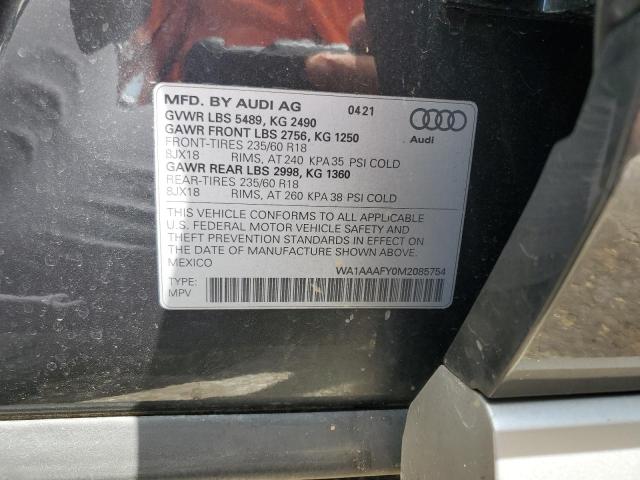 2021 AUDI Q5 PREMIUM WA1AAAFY0M2085754