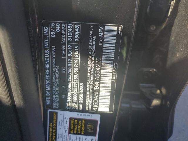 2015 MERCEDES-BENZ ML 350 4MA 4JGDA5HB0FA594220