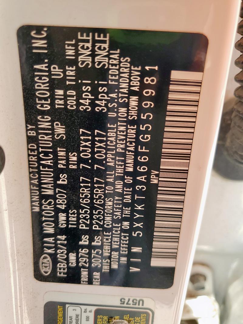 2015 KIA SORENTO LX 5XYKT3A66FG559981