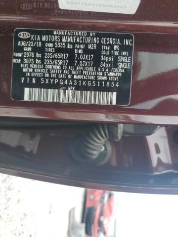 2019 KIA SORENTO L 5XYPG4A31KG511854