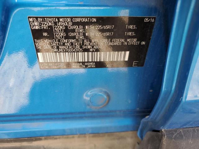 2016 TOYOTA RAV4 HV XL JTMRJREV7GD042925