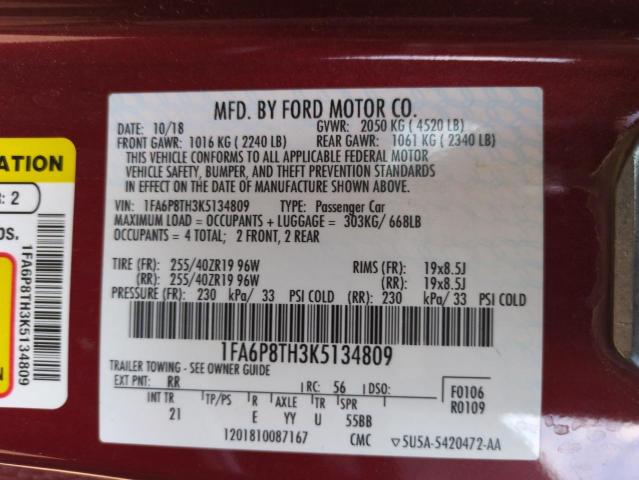 2019 FORD MUSTANG 1FA6P8TH3K5134809