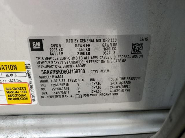 2016 BUICK ENCLAVE 5GAKRBKD6GJ168788