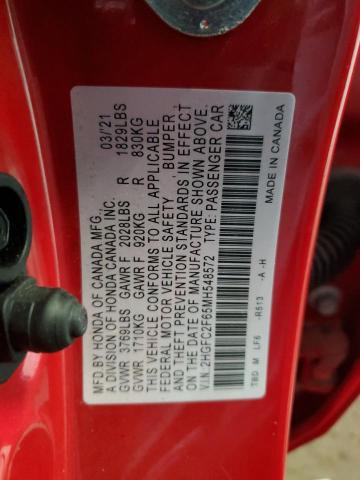 2021 HONDA CIVIC LX 2HGFC2F65MH548572